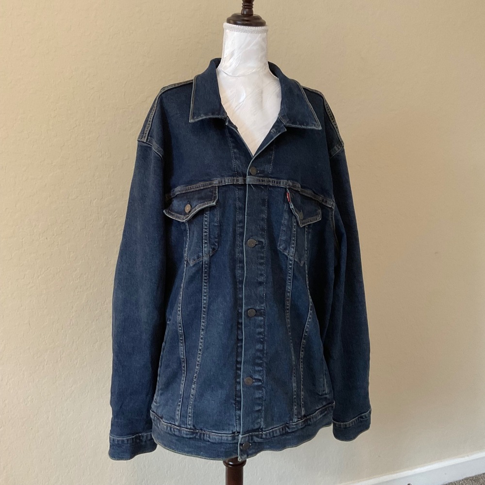 Levi's Men 3XLT Dark Wash Denim Trucker Jacket Big Outerwear Workwear Western